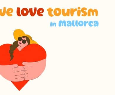 Pro-Tourismus-Aufkleber auf Mallorca.